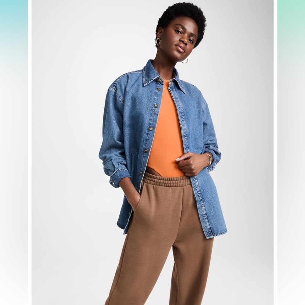NWT Good American Oversized Denim Button-Up Shirt